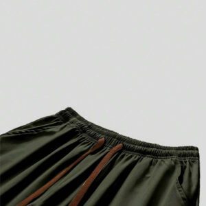 Pantalon pour hommes à taille avec cordon de serrage, poches inclinées, couleur unie, coupe décontractée