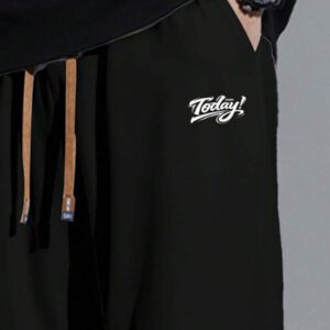 Pantalon pour hommes à taille avec cordon de serrage, poches inclinées, couleur unie, coupe décontractée