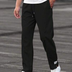 Manfinity Homme Pantalon De Taille À Cordon De Serrage Avec Détails De Patch De Lettre Pour Homme