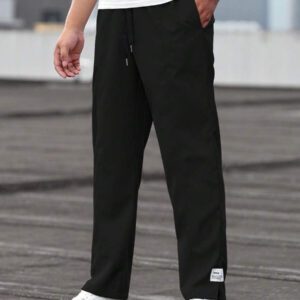 Manfinity Homme Pantalon De Taille À Cordon De Serrage Avec Détails De Patch De Lettre Pour Homme