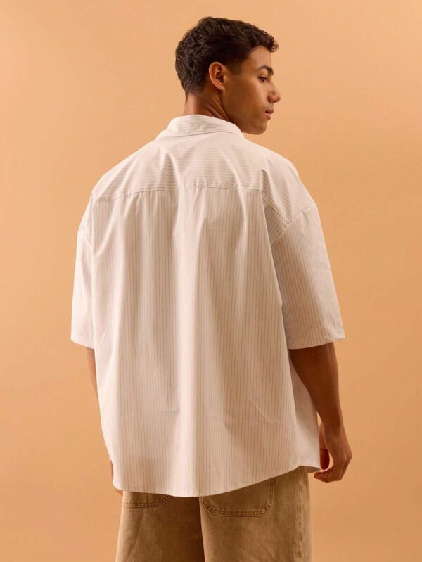 Musero Chemise à manches courtes à rayures verticales avec boutonnage pour hommes, idéale pour l'été, les vacances et la plage – Image 5