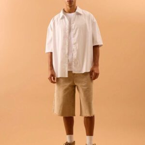 Musero Chemise à manches courtes à rayures verticales avec boutonnage pour hommes, idéale pour l'été, les vacances et la plage