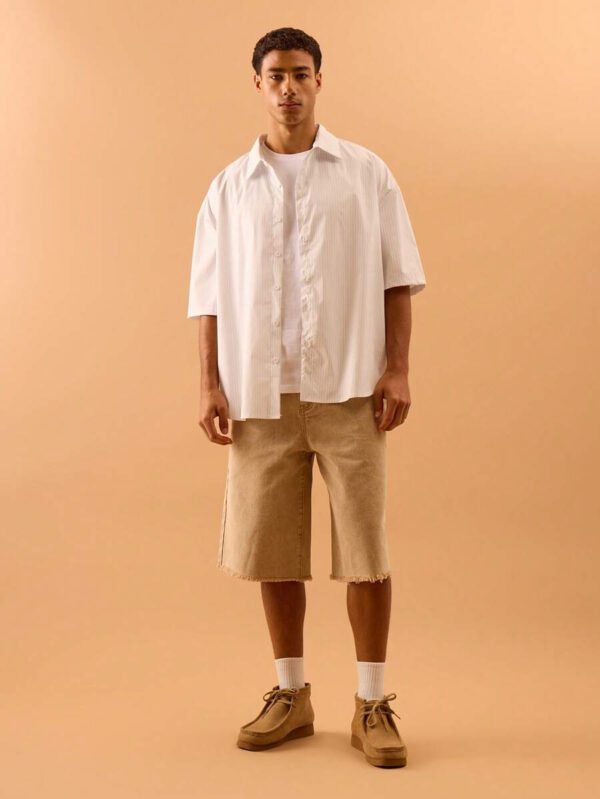 Musero Chemise à manches courtes à rayures verticales avec boutonnage pour hommes, idéale pour l'été, les vacances et la plage – Image 6