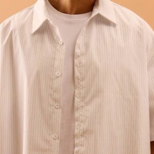 Musero Chemise à manches courtes à rayures verticales avec boutonnage pour hommes, idéale pour l'été, les vacances et la plage