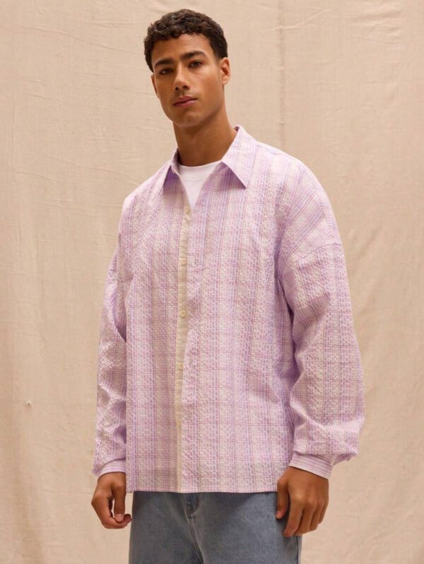 Musero Chemise ample à manches longues à carreaux, style de rue pour le printemps et l'été, vacances plage – Image 2