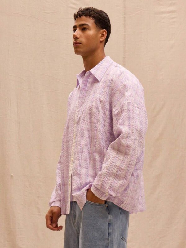 Musero Chemise ample à manches longues à carreaux, style de rue pour le printemps et l'été, vacances plage – Image 3
