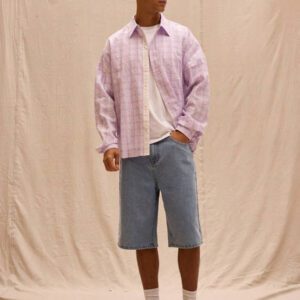 Musero Chemise ample à manches longues à carreaux, style de rue pour le printemps et l'été, vacances plage