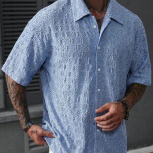 Manfinity RSRT Chemise décontractée à manches courtes, boutonnage devant, couleur unie, pour l'été