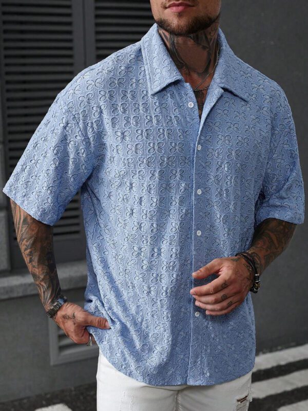 Manfinity RSRT Chemise décontractée à manches courtes, boutonnage devant, couleur unie, pour l'été – Image 4