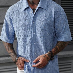 Manfinity RSRT Chemise décontractée à manches courtes, boutonnage devant, couleur unie, pour l'été