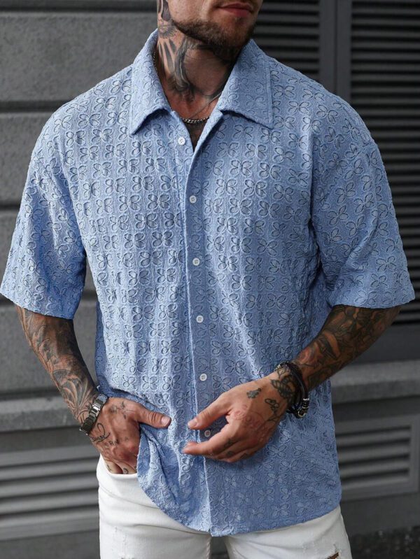 Manfinity RSRT Chemise décontractée à manches courtes, boutonnage devant, couleur unie, pour l'été – Image 6