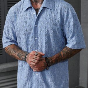 Manfinity RSRT Chemise décontractée à manches courtes, boutonnage devant, couleur unie, pour l'été