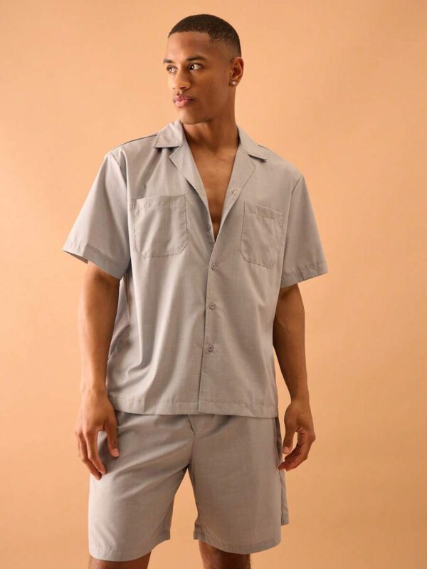 Musero Chemise à manches courtes en lin avec col châle et boutons d'été, style de rue intelligent pour les vacances – Image 2