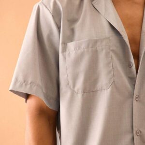 Musero Chemise à manches courtes en lin avec col châle et boutons d'été, style de rue intelligent pour les vacances