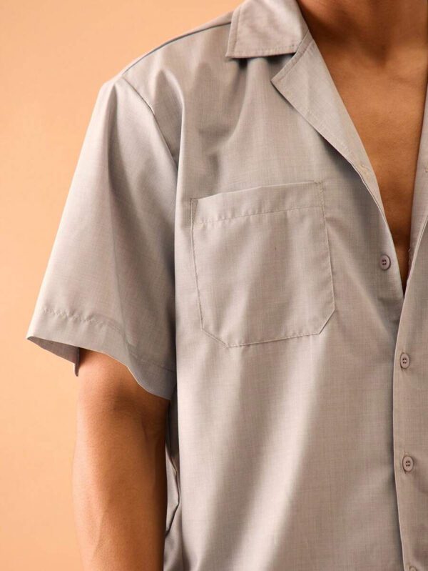 Musero Chemise à manches courtes en lin avec col châle et boutons d'été, style de rue intelligent pour les vacances – Image 5