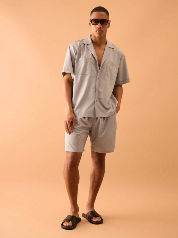 Musero Chemise à manches courtes en lin avec col châle et boutons d'été, style de rue intelligent pour les vacances – Image 6