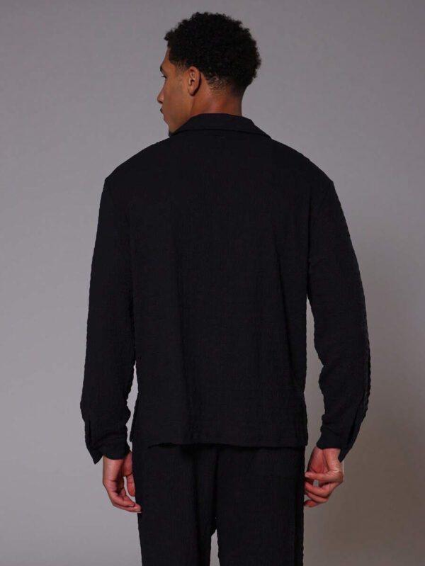 Musero Chemise à col texturé, manches longues, encolure en V, printemps-été – Image 4