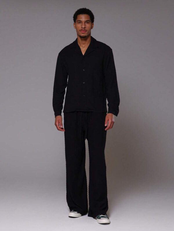 Musero Chemise à col texturé, manches longues, encolure en V, printemps-été – Image 6