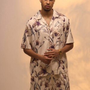 Musero Chemise style de rue premium à col Revere imprimé floral boxé, uniquement pour les vacances d'été