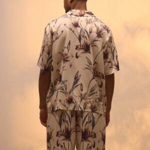 Musero Chemise style de rue premium à col Revere imprimé floral boxé, uniquement pour les vacances d'été