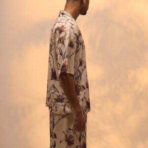 Musero Chemise style de rue premium à col Revere imprimé floral boxé, uniquement pour les vacances d'été