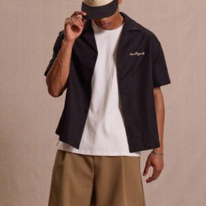 Musero Chemise de bowling graphique à manches courtes et boutonnée