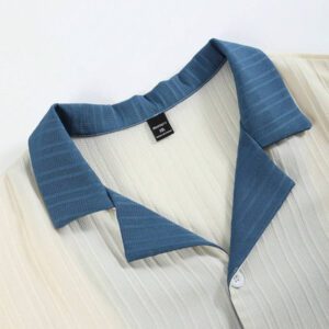 Manfinity RSRT Chemise courte à manches courtes pour hommes, col à patchwork, avec boutons devant, pour l'été