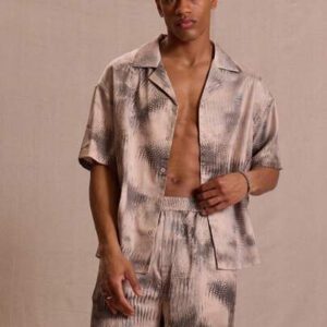 Musero Chemise oversize à col châle satin imprimé lavé à boutons, pour le printemps, l'été, les vacances et Pâques