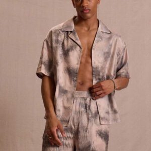 Musero Chemise oversize à col châle satin imprimé lavé à boutons, pour le printemps, l'été, les vacances et Pâques