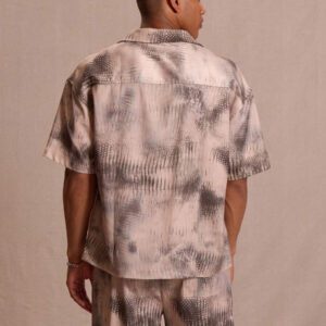 Musero Chemise oversize à col châle satin imprimé lavé à boutons, pour le printemps, l'été, les vacances et Pâques