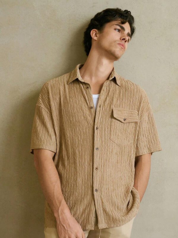 Manfinity VCAY Chemise en tricot ample à col chauve-souris et manches courtes pour hommes, idéale pour l'été – Image 2