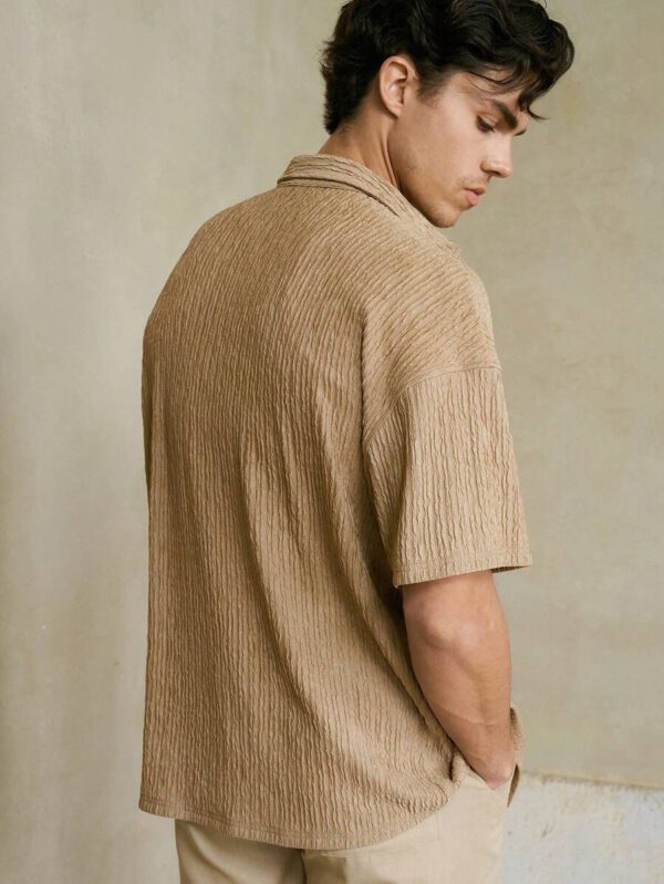 Manfinity VCAY Chemise en tricot ample à col chauve-souris et manches courtes pour hommes, idéale pour l'été – Image 3
