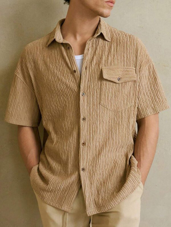 Manfinity VCAY Chemise en tricot ample à col chauve-souris et manches courtes pour hommes, idéale pour l'été – Image 4