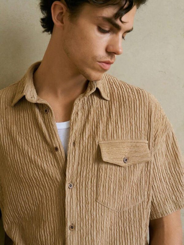 Manfinity VCAY Chemise en tricot ample à col chauve-souris et manches courtes pour hommes, idéale pour l'été – Image 5