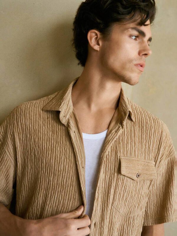Manfinity VCAY Chemise en tricot ample à col chauve-souris et manches courtes pour hommes, idéale pour l'été – Image 6