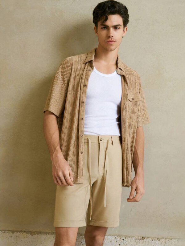 Manfinity VCAY Chemise en tricot ample à col chauve-souris et manches courtes pour hommes, idéale pour l'été – Image 7