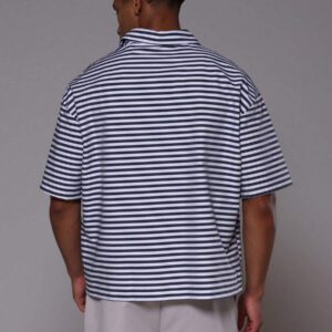 Musero Chemise tressée boutonnée surdimensionnée à rayures pour le printemps et l'été
