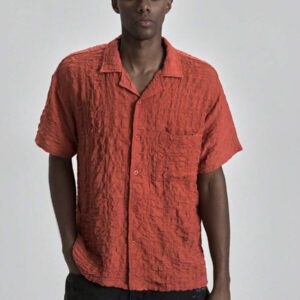 Ontre Chemise décontractée d'été pour hommes 2025, couleur unie texturée, convient pour le Jour de l'Indépendance, la Saint-Jean, les remises de diplômes, le port quotidien, un joli Top d'été, chemise de vacances à la plage pour hommes