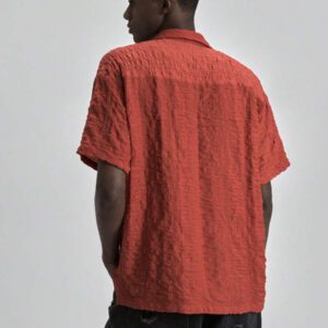 Ontre Chemise décontractée d'été pour hommes 2025, couleur unie texturée, convient pour le Jour de l'Indépendance, la Saint-Jean, les remises de diplômes, le port quotidien, un joli Top d'été, chemise de vacances à la plage pour hommes