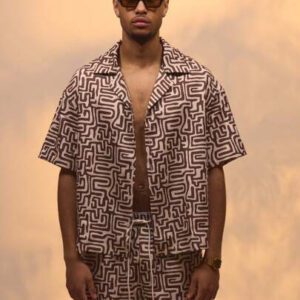 Musero Chemise à manches courtes à boutons avec imprimé abstrait, style de rue d'été, vacances, décontracté