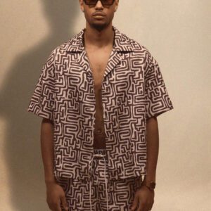 Musero Chemise à manches courtes à boutons avec imprimé abstrait, style de rue d'été, vacances, décontracté