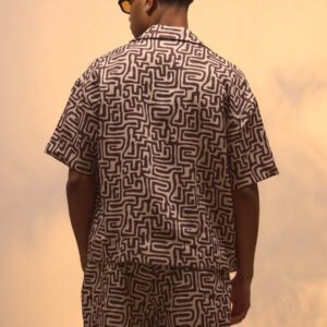 Musero Chemise à manches courtes à boutons avec imprimé abstrait, style de rue d'été, vacances, décontracté