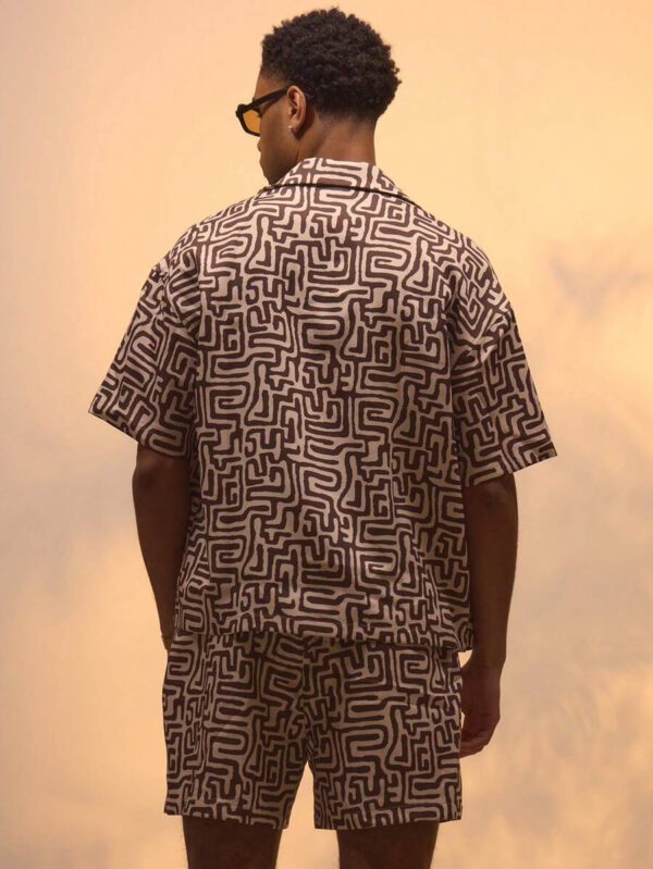Musero Chemise à manches courtes à boutons avec imprimé abstrait, style de rue d'été, vacances, décontracté – Image 4