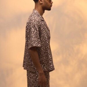 Musero Chemise à manches courtes à boutons avec imprimé abstrait, style de rue d'été, vacances, décontracté
