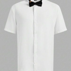 Manfinity RelaxMax Chemise homme à manches courtes de couleur unie, minimaliste et mode, convient pour l'été