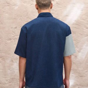 SWAVVY Chemise à manches courtes décontractée pour homme, coupe ample, patchwork tissé