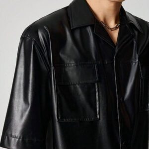 ROMWE MEN Street Life Chemise de mode à manches courtes, synthétique, avec poches utilitaires, coupe ample pour hommes