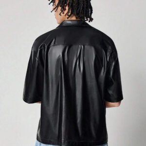 ROMWE MEN Street Life Chemise de mode à manches courtes, synthétique, avec poches utilitaires, coupe ample pour hommes