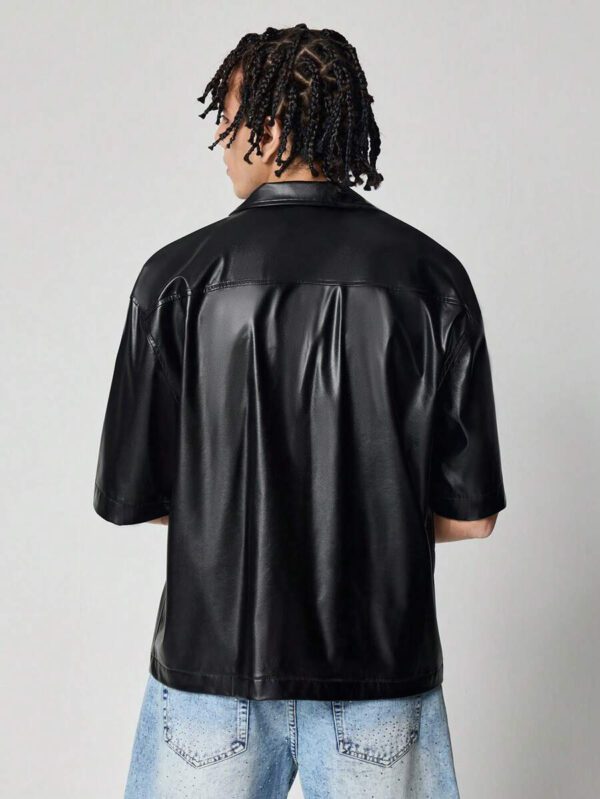 ROMWE MEN Street Life Chemise de mode à manches courtes, synthétique, avec poches utilitaires, coupe ample pour hommes – Image 5