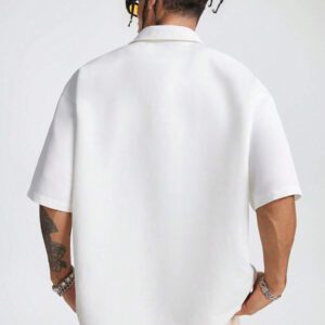 AXEPEAK Chemise ample à manches courtes boutonnée, en tissu imprimé aquatique pour hommes